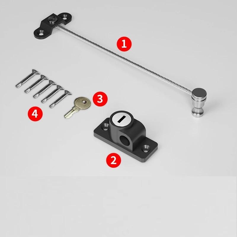 Limiteur de porte fenêtre Sécurité bébé enfant animal de compagnie Kits de verrouillage à chaîne de sécurité Acier inoxydable Limiteurs de fenêtre à battant