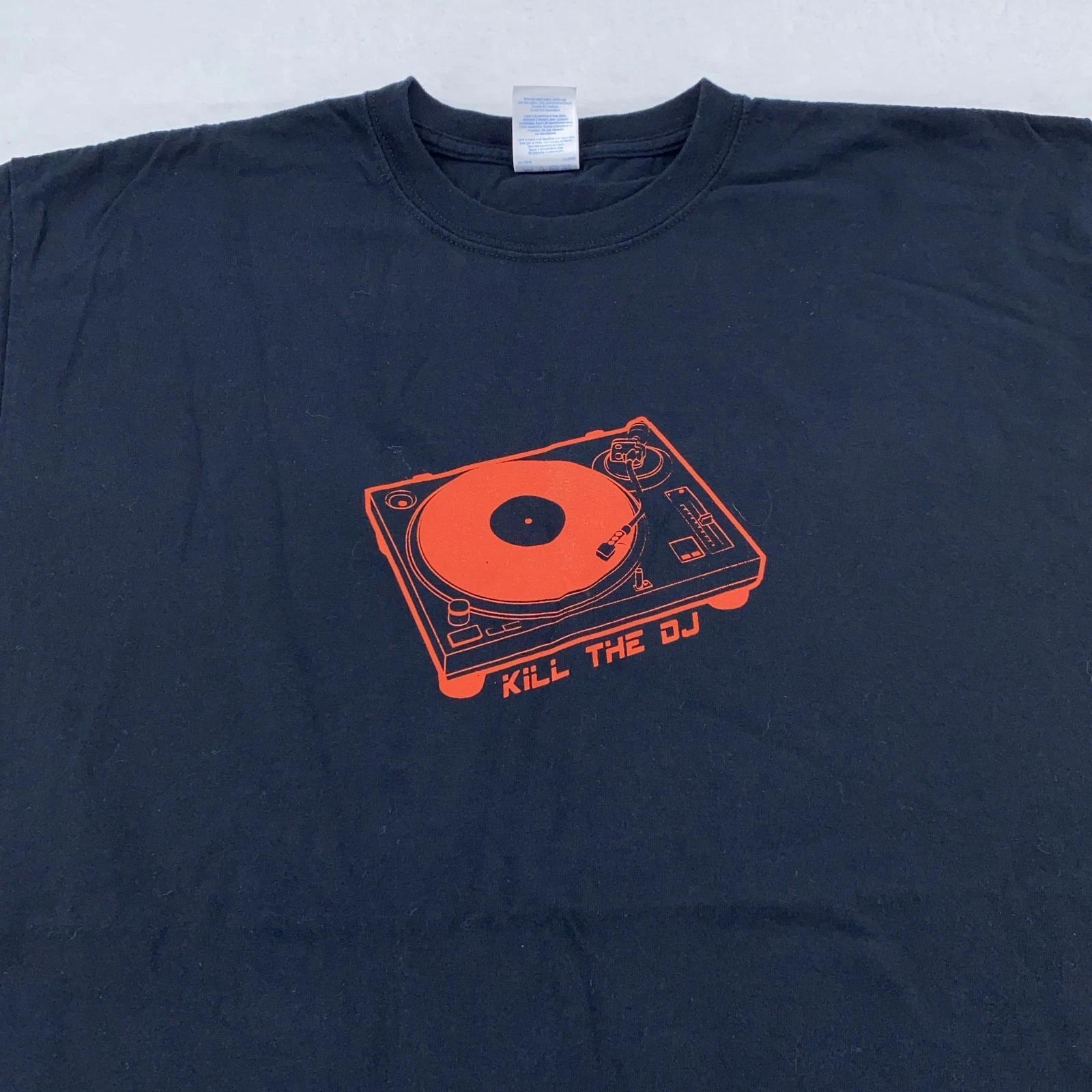 vtg Kill The DJ Shirt Mens XL Turntable Graphic Music Club Disc Jockey Rave rock S