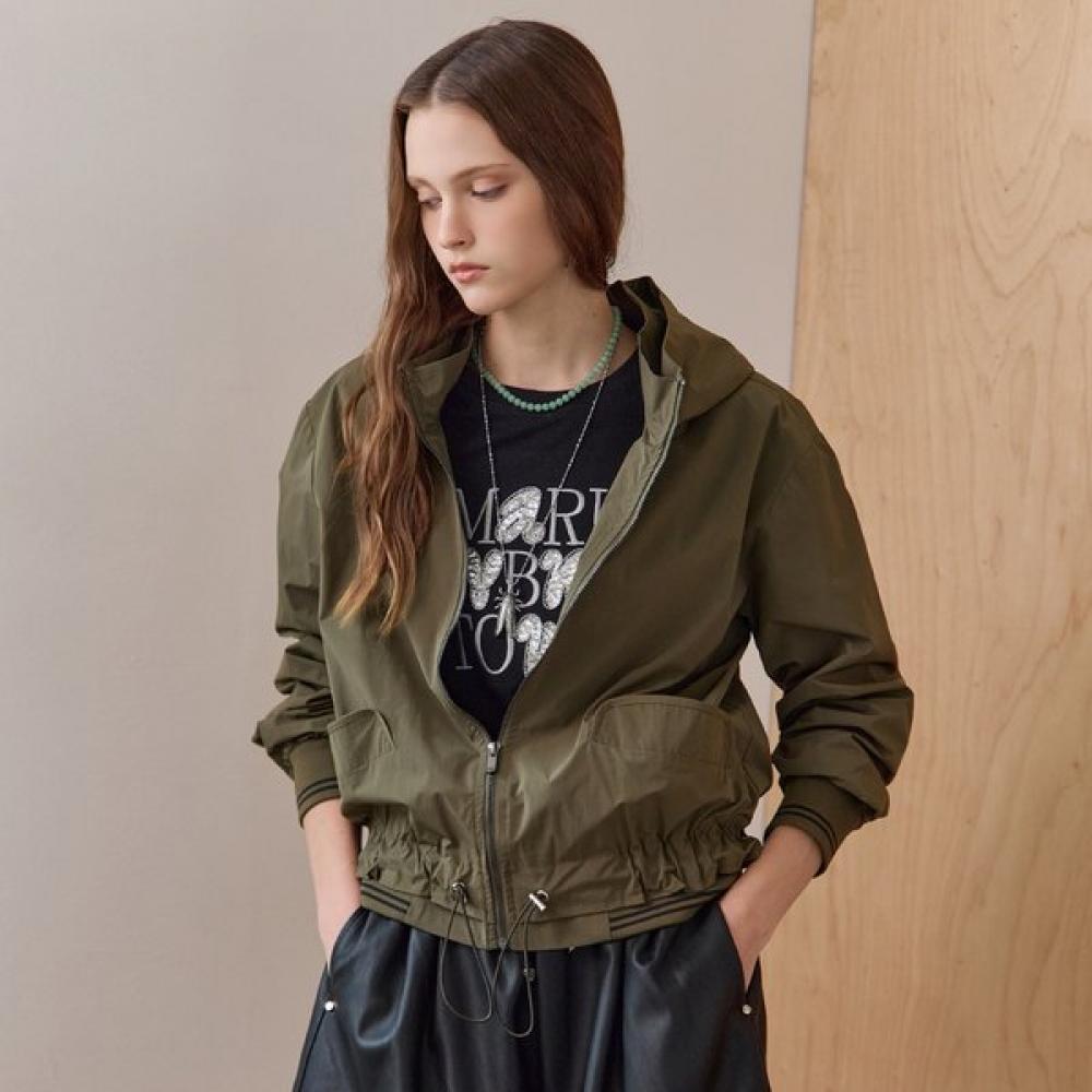 MAXZA Stripe Banding Shirring String High Neck Jumper Ze10qj007nh