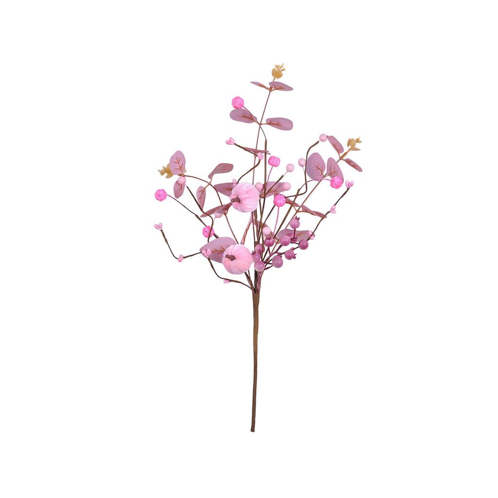 Fall Pumpkin Picks Cute Pink Velvet Pumpkin Picks Decorative Artificial Branches for Floral Arrangements