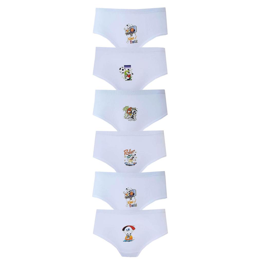 Set de 6 lenjerie intimă Tutku pentru fete, cu imprimeu Bato, din bumbac