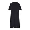 Women Fashion Solid Color Dress Large Loose Cotton Linen Round Neck Midi Dress Five Piece Sleeves