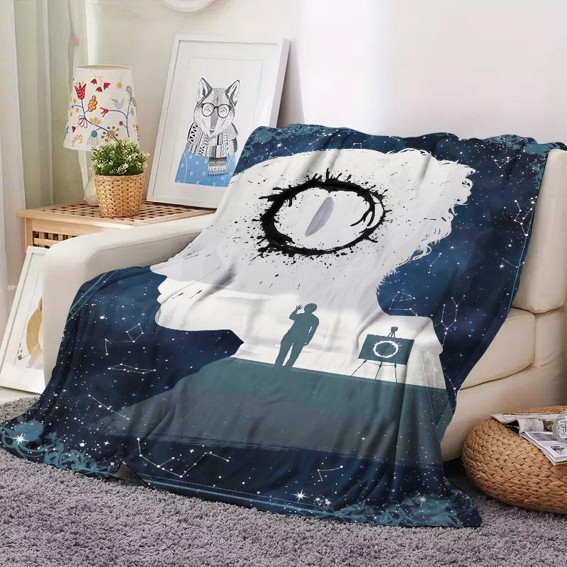 1Pc Posterillustration Print Flannel Blanket, High quality Comfortable for All Seasons, Warmth and Comfort, Perfect for Christmas Gifts