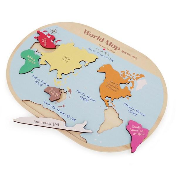 Gabe Family Montessori Plus World Maps Puzzle Set KS4221, 1 Set, 7 Pieces, Korea Best Toddler Puzzle