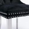 Modern, Tufted Solid Wood Velvet Upholstered Dining Chair with Chrome Stainless Steel Plating Legs,Nailhead Trim,Set of 2,Black and Chrome, DE1701BK