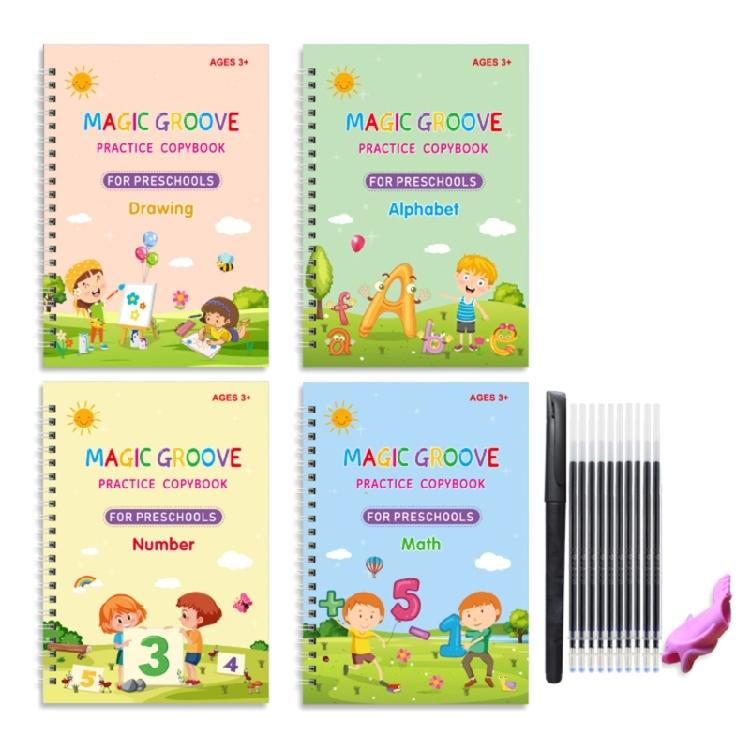 

4Pcs Magical Grooved Handwriting Exercise Book Calligraphy Practice Workbook For Preschooler Writing Skills Practice 1