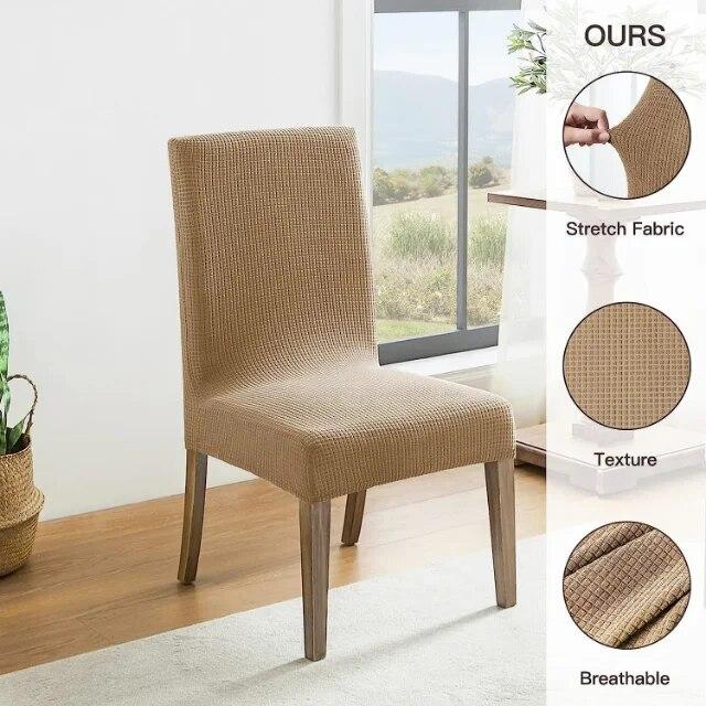 2PCS Waterproof Dining Chair Cover Polar Fleece Stretch Chair Slipcover Solid Chair Cover for Kitchen Banquet Wedding Home