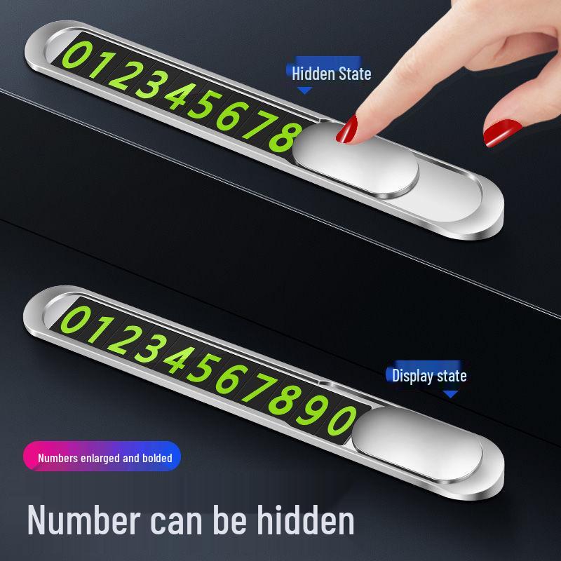 Creative Luminous Alloy Temporary Parking Number Plate with Hidden Feature