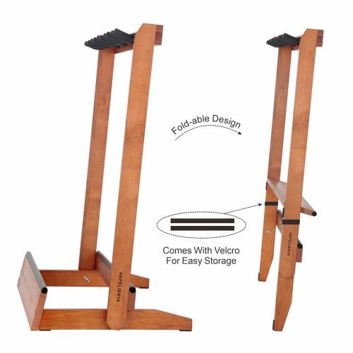 Nefelibata Multi-Guitar Stand, 5-Holder Wooden Guitar Stand Floor Rack for Guitars and Cases, Electric Acoustic Guitars, Basses, and Cellos - German A
