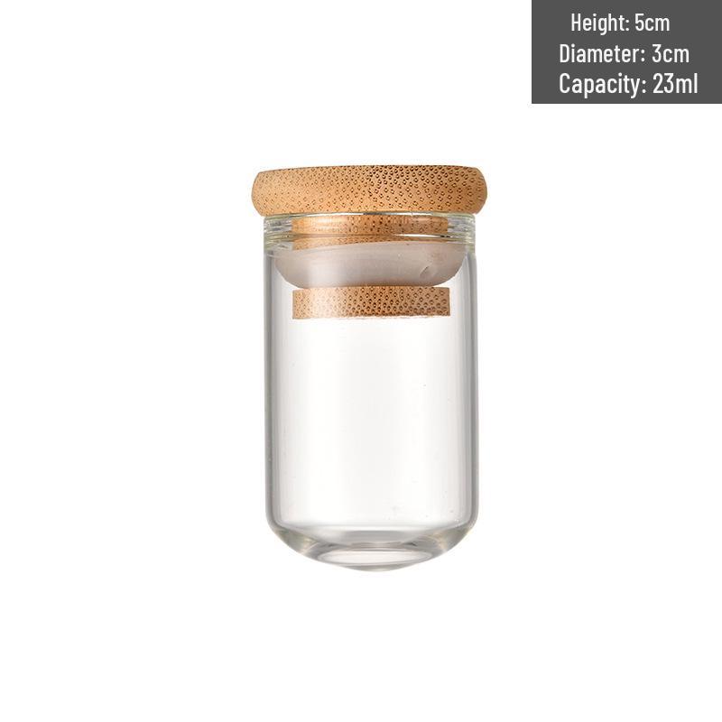 Handmade 30mm Glass Wishing Bottle with Bamboo Lid: Round-bottom Test Tube for Messages, Aliquot Samples, or Reagent Storage