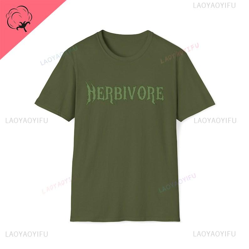 

Unisex Vegan T-Shirt HERBIVORE Letter Printing Harajuku Vintage Cotton T Shirt Streetwear Women Ropa Hombre Casual Style Tops 4XL