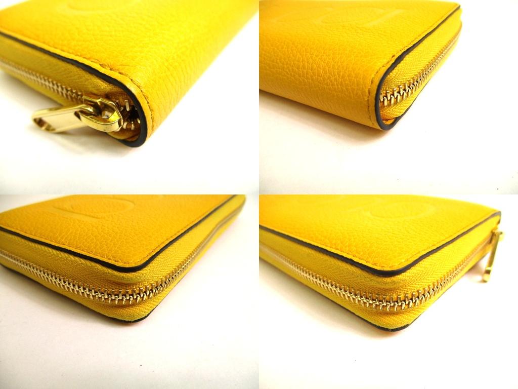 Authentic GUCCI Logo Motif Yellow Leather Round Zip Long Wallet #a835  Refurbished