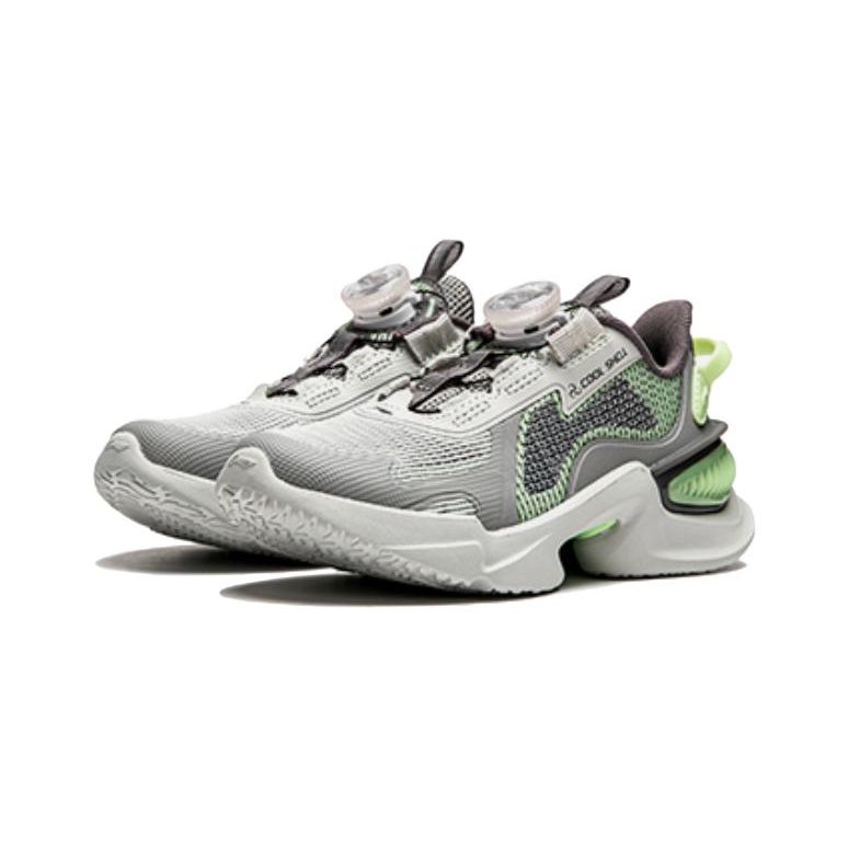 Li Ning Kids Qiang Yue V2 Shock Absorbing Wear Resistant Low Top Running Shoes Kids Running Shoes Gray YKAU026-1