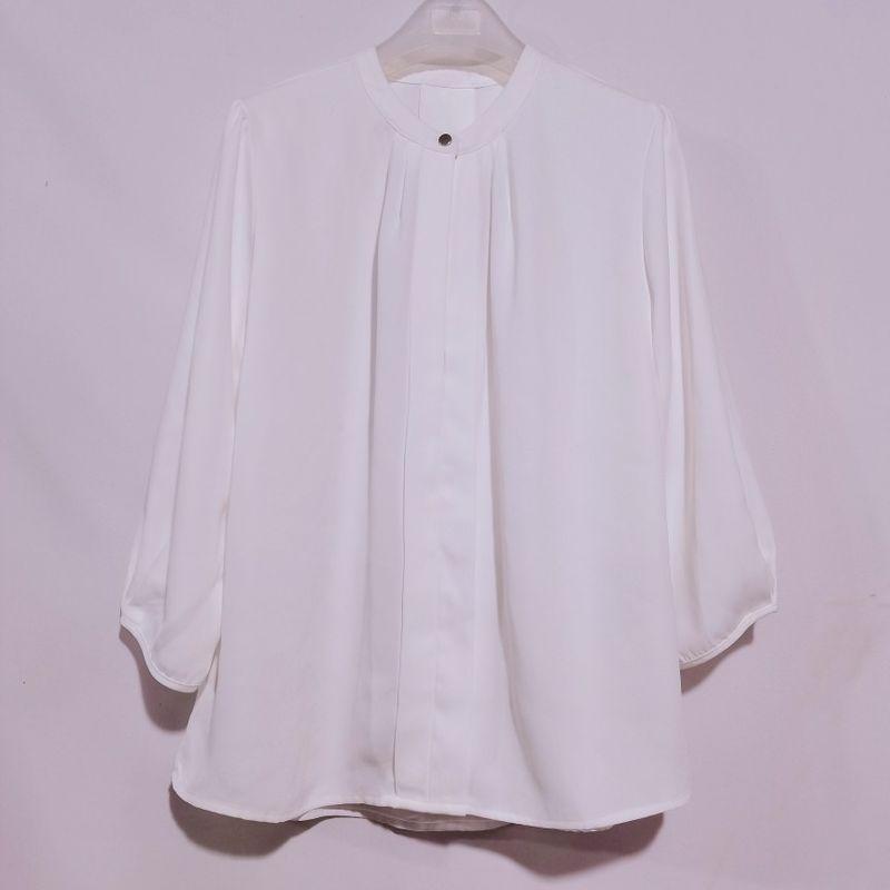 Export Japanese Original Cut Label Stand Collar Ruffled Flare Sleeve Short Sleeve Shirt Accessible Luxury Fancy Professional Bottoming Shirt