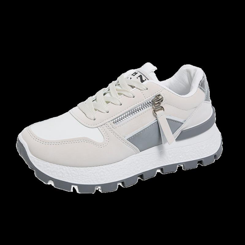 

Маленькие кроссовки на платформе с молнией женские новые резиновая подошва цветные кроссовки для бега студенческие уличные 36 серый