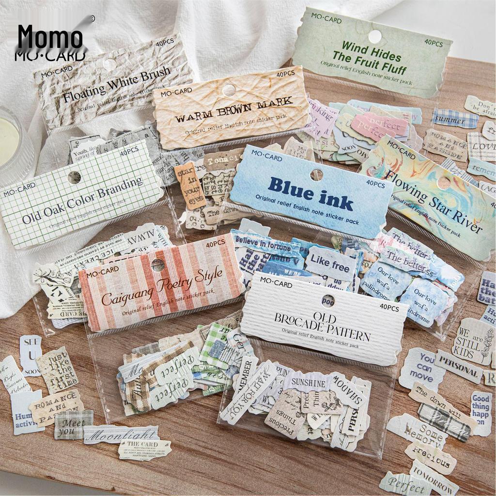 MòMò Retro English Embossed Sticker Pack - Paper Interstices Series