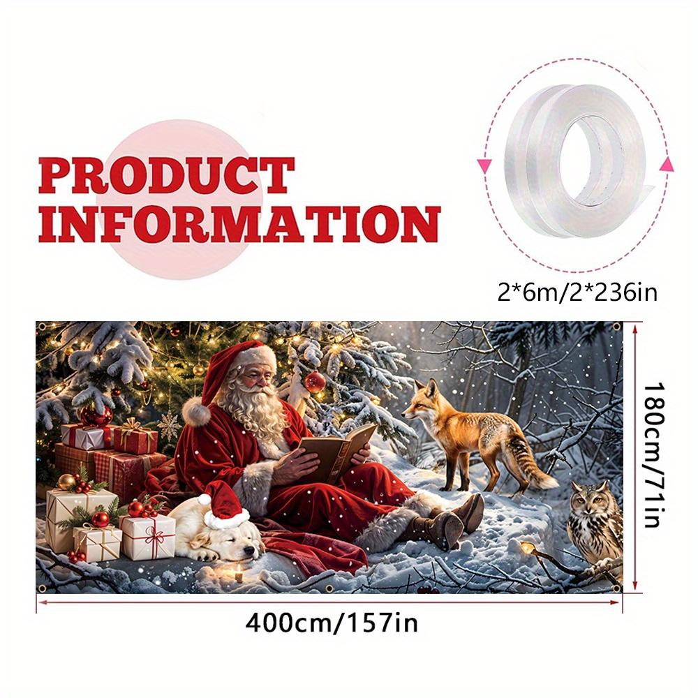 Weihnachts-Garagentor-Banner, Weihnachtsmann liest Geschenk