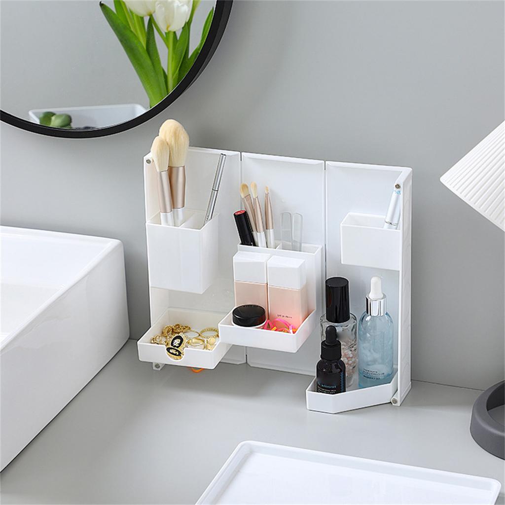 Folding Standable Stationery Box Office Pencil Holder Desktop Magnetic Plastic Makeup Case