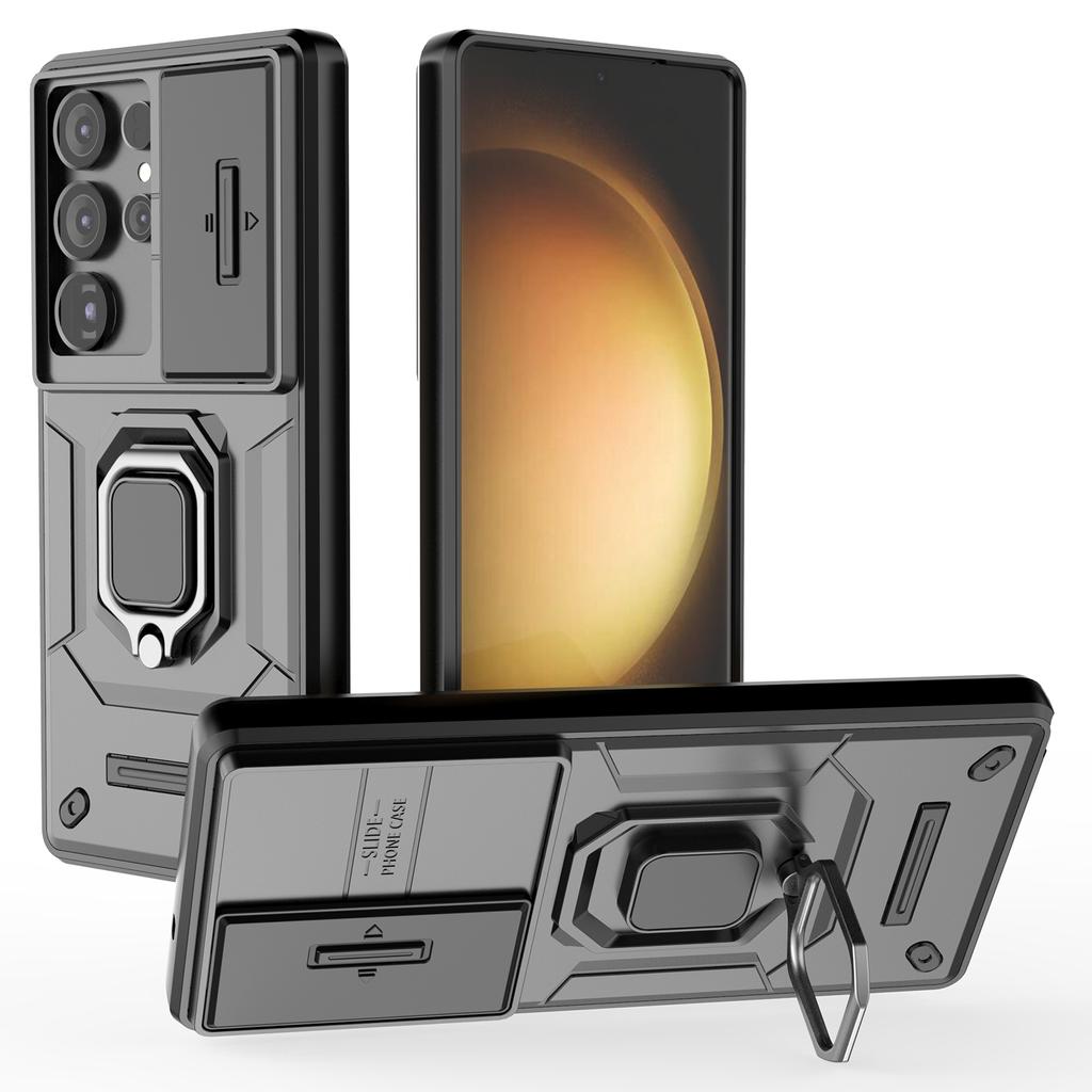 For Samsung Galaxy S25 Ultra Case PC+TPU Kickstand Phone Protector with Lens Cover