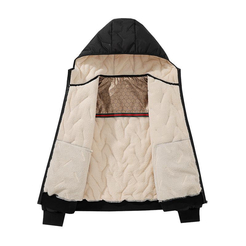 Cotton Coat Men's Winter Graphene Heated Hooded Cotton Jacket Plus Velvet Thickened Warm Windproof Cotton Jacket Jacket