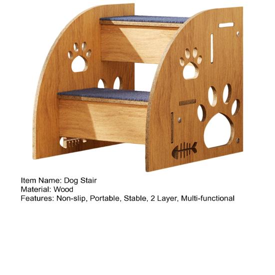 Dog Stairs for Small Dogs Wooden Pet Ramp for Bed Couch Car Non-Slip 2-Step Ladder for Small Old Short-Legged Puppy Cat