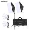 Andoer Studio Fotoverlichting Kit met 2 * Softbox Celsius 2 * 4-in-1 Lampvoet Celsius 8 * 45W Lamp Celsius 2 * Statief Celsius 1 * Draagtas U