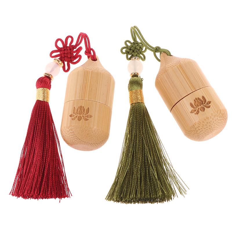 1 ml Bambusroller Leere Flasche Hautpflegebehälter Antiker Stil Roll-on-Flaschen Kleine Parfüm Ätherisches Öl Mit Anhänger