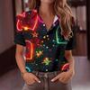 Womens 3D Print Casual Short Sleeve Shirt With Collar - Office Chic Loose Fit Top 2025