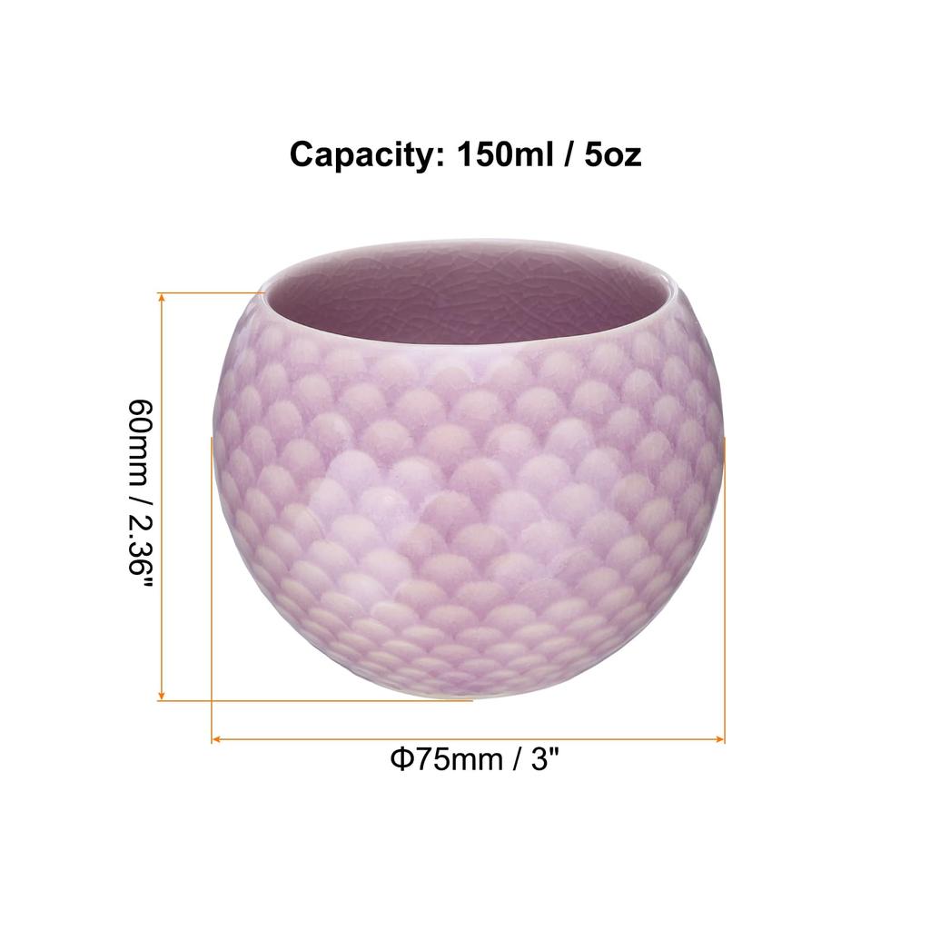 Uxcell 2-Piece Handmade Tea Bowl, 150ml5oz, Chinese-Japanese Ceramic Gongfu Tea Set, Purple, for Home or Gift