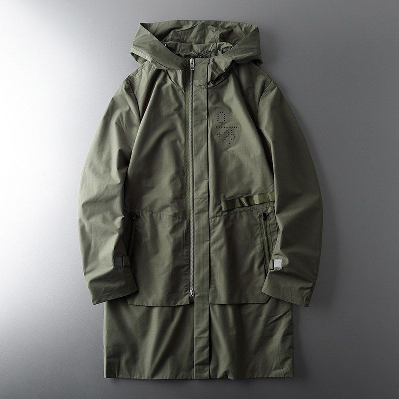 First-Line Label Cutting Mid Length Long Length Sports Export Original Trench Coat Green M