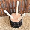 Wood Legs Plant Holder Stool for Home Decoration Stable Floor Planter Basket Woven Balcony Flower Pots Display Shelf