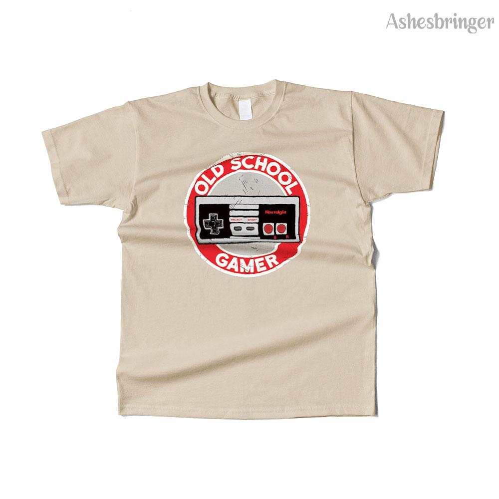 Mens Cotton Old school gamer 8 bit Graphic Retro T Shirt Street Casual Style Tee for Men and Women