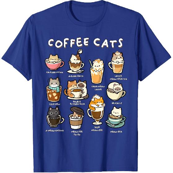 Cute Coffee Cats Kawaii Pun Funny Cat Lover Barista T-Shirt