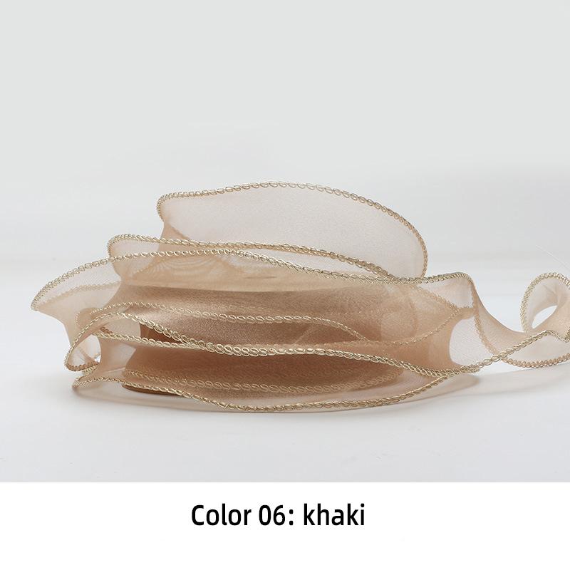 10Yards 40mm Golden Wavy Edge Chiffon Ribbon DIY Accessories Ribbon for Bows Bouquets Gift Wrapping Sewing Clothes Materials