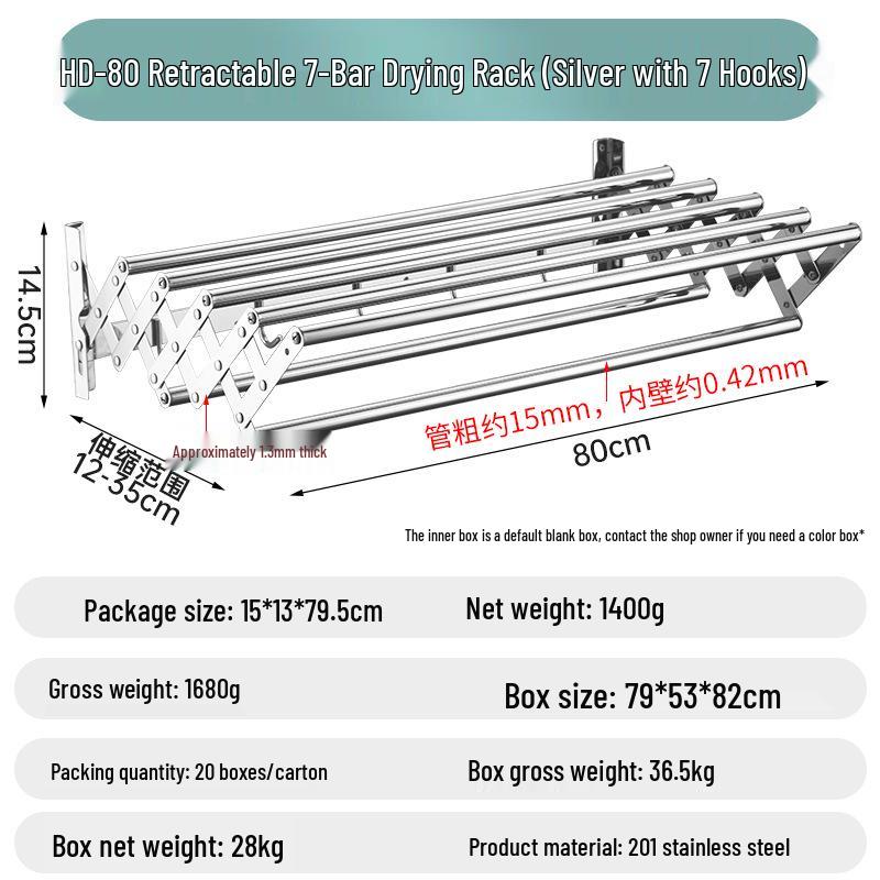 Zusammenklappbarer Teleskop-Handtuchhalter aus Edelstahl: Badezimmer- & Balkon-Wäschetrockner