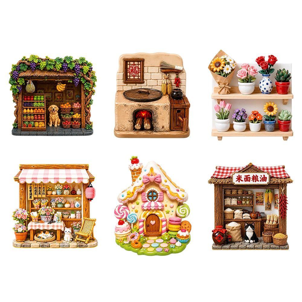 Life Scenarios Theme Creative Fridge Magnet Simulation 3D Relief Refrigerator Magnet Cartoon Pattern Resin