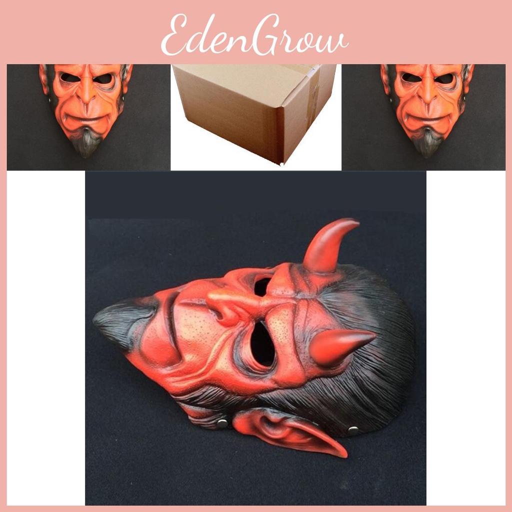 Hellboy-Maske, rote Dämonenmaske mit Hörnern, Halloween-Kostümzubehör aus Kunstharz