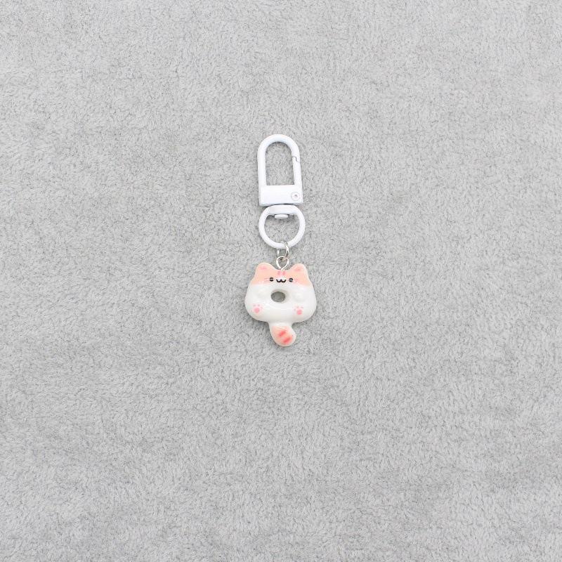 Korean Style Cute Cat Donut Keychain - Cartoon Animal Bag Charm, Simple Pendant Gift for Couples and Besties