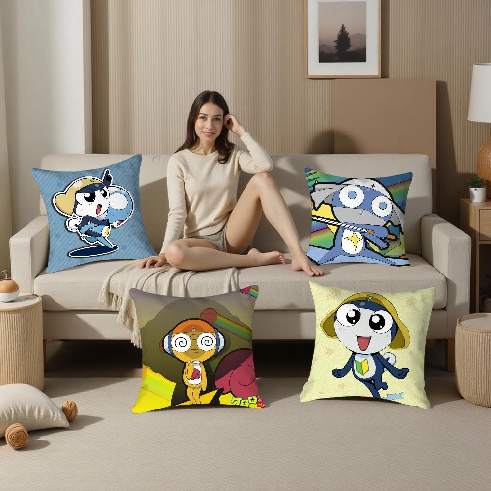 Keroro G-Gunsou Frog Pillow Case Plush Fabric Soft Double Sided Print Sofa Cushion Cover Throw Pillow Covers