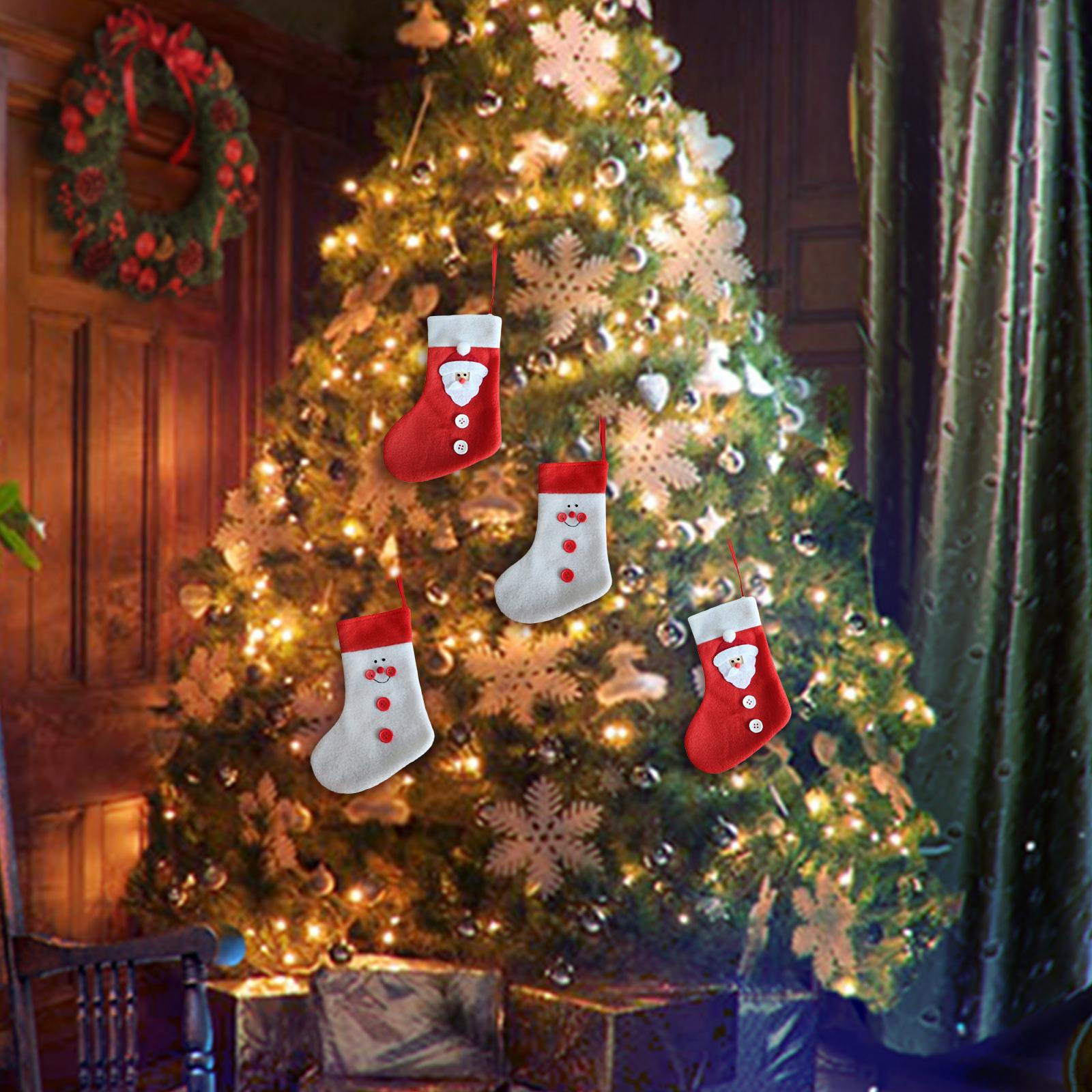 Set of 4 Christmas Stockings Fireplace Tree Hanging Handmade Decorations for