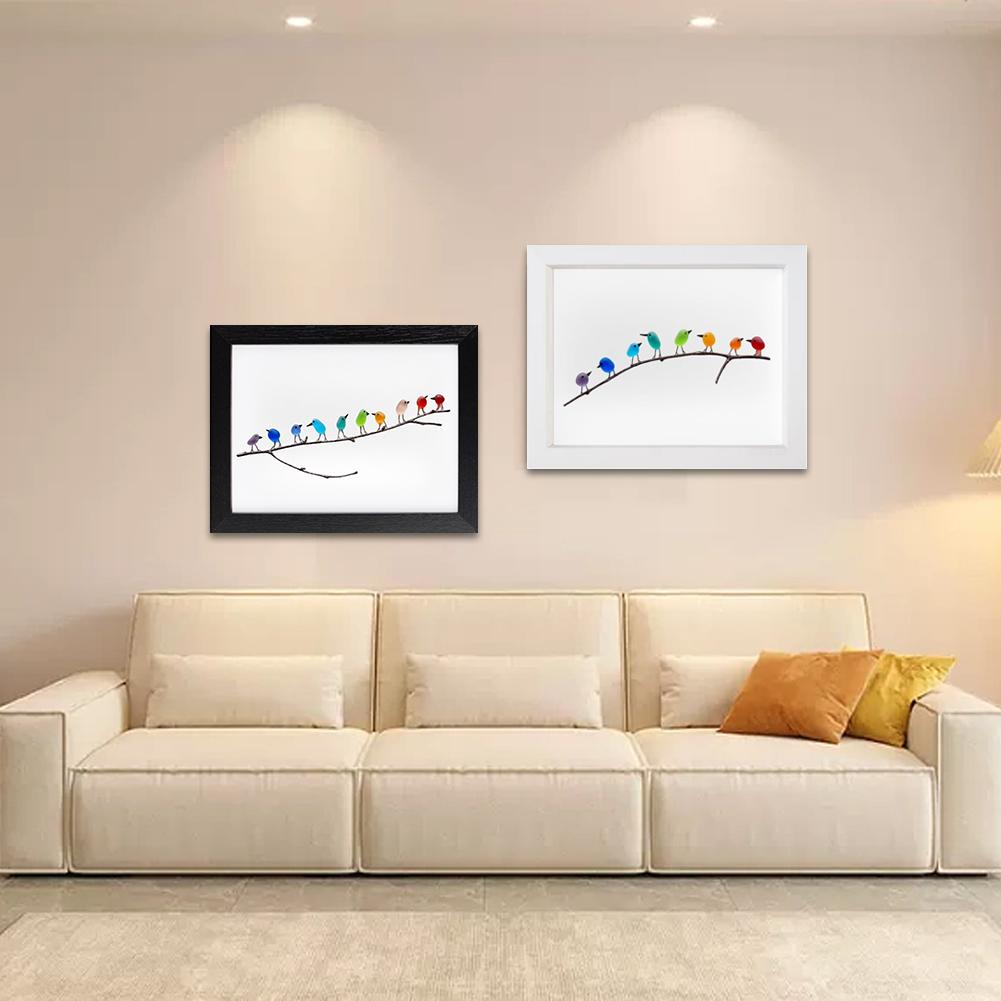 Sea Glass Rainbow Bird Ornament Wall Decoration Art Wall Hanging Birthday Gift Living Room Bedroom Ornament Decoration Crafts