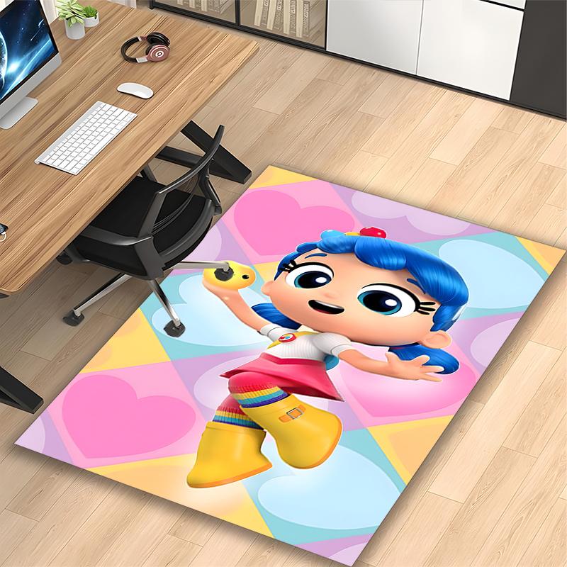 Cartoon Bear Pattern Carpet, Non-slip Office Chair Rug, Digital Print Home Area Rug, Unique Festival Decorations