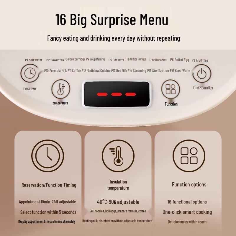 Liven 1.5L Multi-function Electric Health Pot SH-D1581 CN Plug (adapter Included)