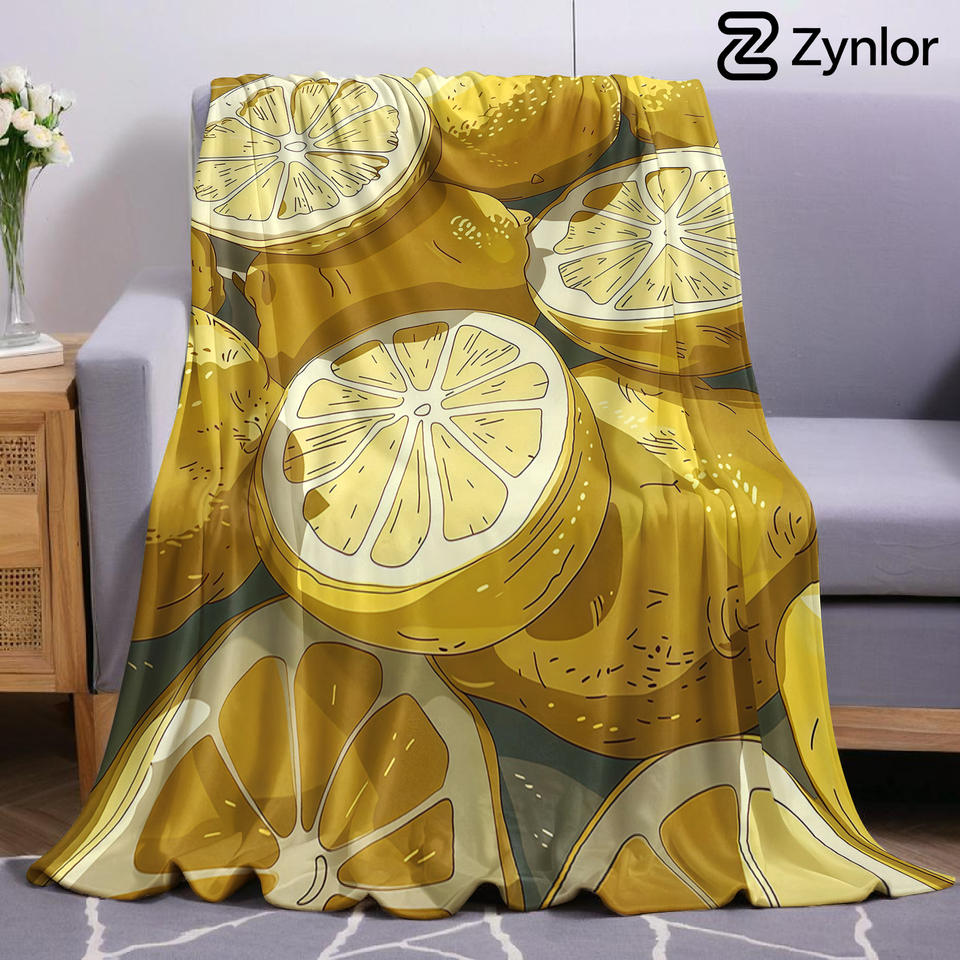 Fresh Lemon Slice Ultra Soft Sherpa Fleece Blanket Fluffy Warm Halloween Cozy Throw for Sofa Couch Bedroom Gift All Season