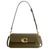 Coach Jet 25 Signature Goldene Beschläge Verstellbarer Schultergurt Leder Schultertasche Mittelgroß Damen Schultertasche Dunkel-Khaki CAM16-B4OL