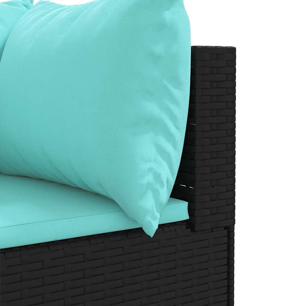 Vidaxl 7-Cz. Garden Lounge Set, Cushions, Black PE Rattan