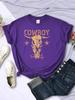 Summer Womans TShirts Vintage Simple Cowboy Printing Tops Breathable Soft ONeck Short Sleeve Casual Cartoons Female Clothes
