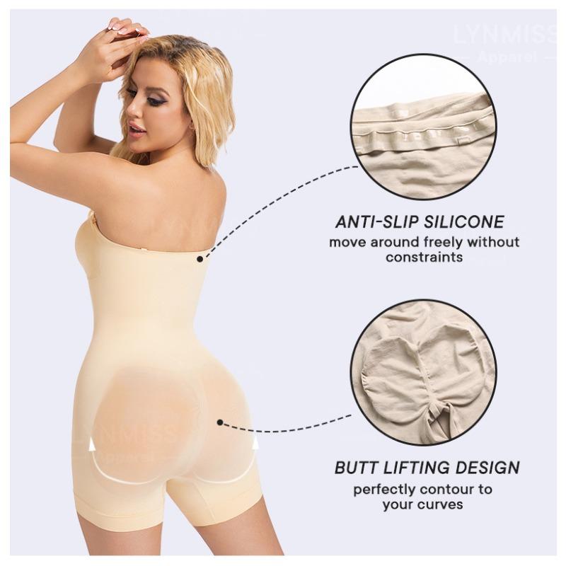 Women Seamless Strapless Detachable Strap One Piece Shapewear Bodysuit