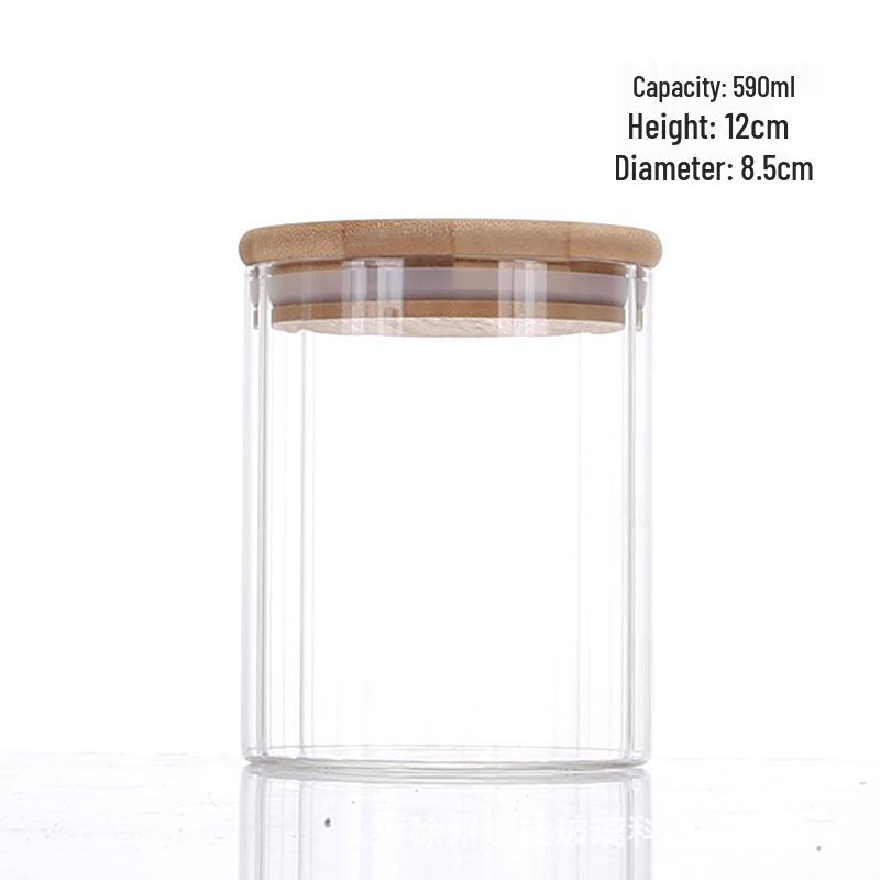 Borosilicate Glass Storage Jar with Bamboo Lid - Ideal for Grains, Seasonings, Candy, or Tea.