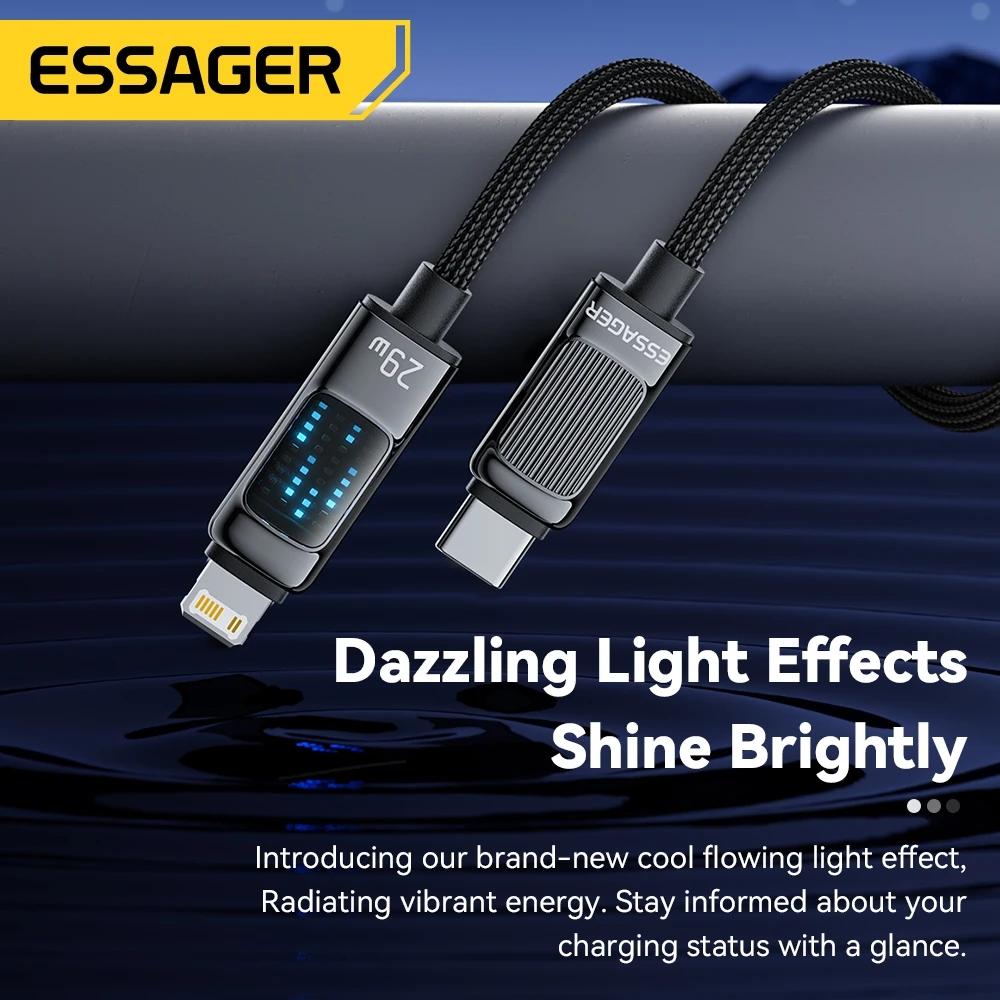 Essager Cabo USB Tipo C PD 29W para iPhone 14 13 12 11 Pro Max Xs 8 7 Carregamento rápido USB C para iPad Air Carregador Cabo de dados